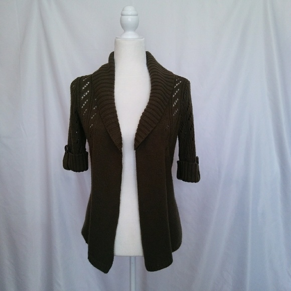 Decree olive green cardigan size medium - Picture 2 of 7